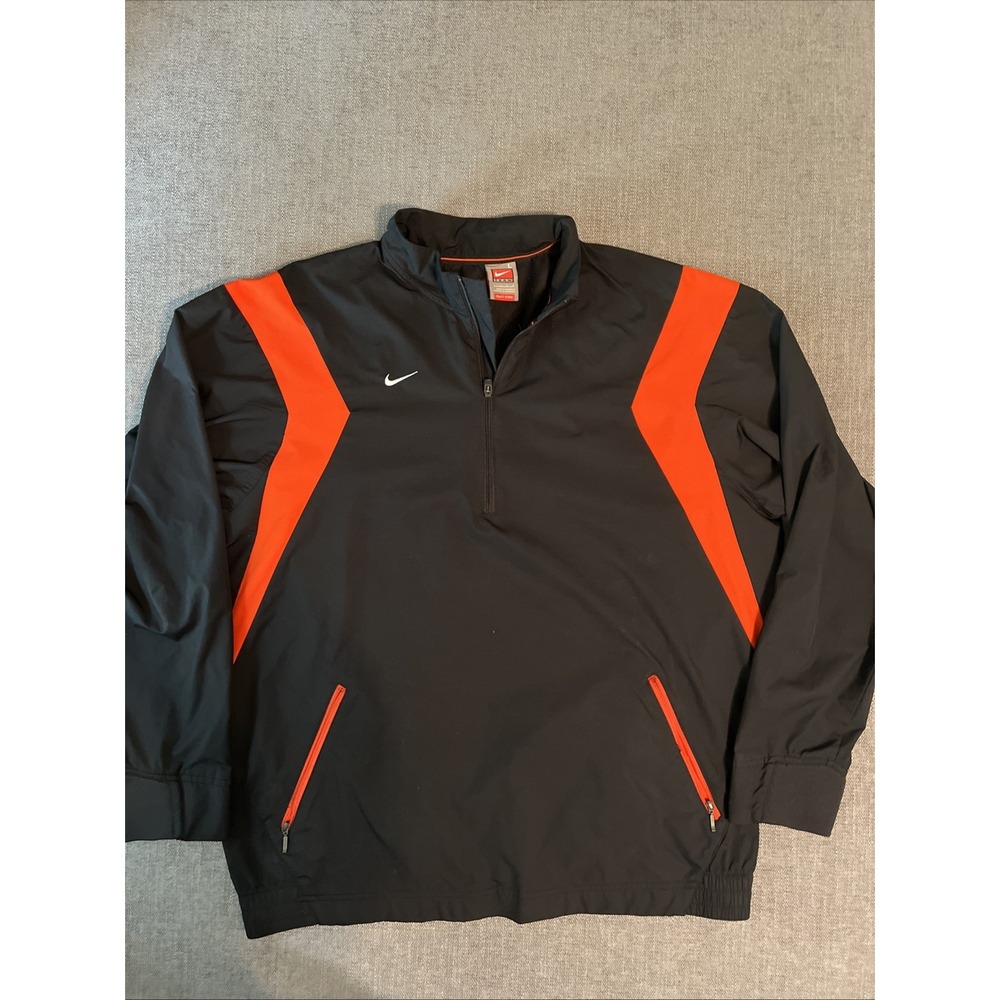 Vintage Nike Fit Storm 1/4 Zip Men's L Black/Red‎ 90's Golf Running Gym Training